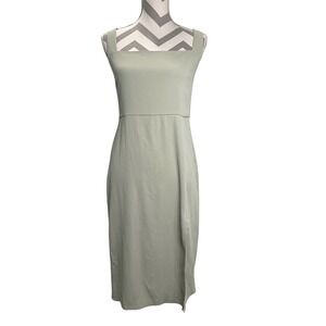 Babaton 90's Slit Sleeveless Midi Dress Square Neck Dress Sage Green Size 10‎